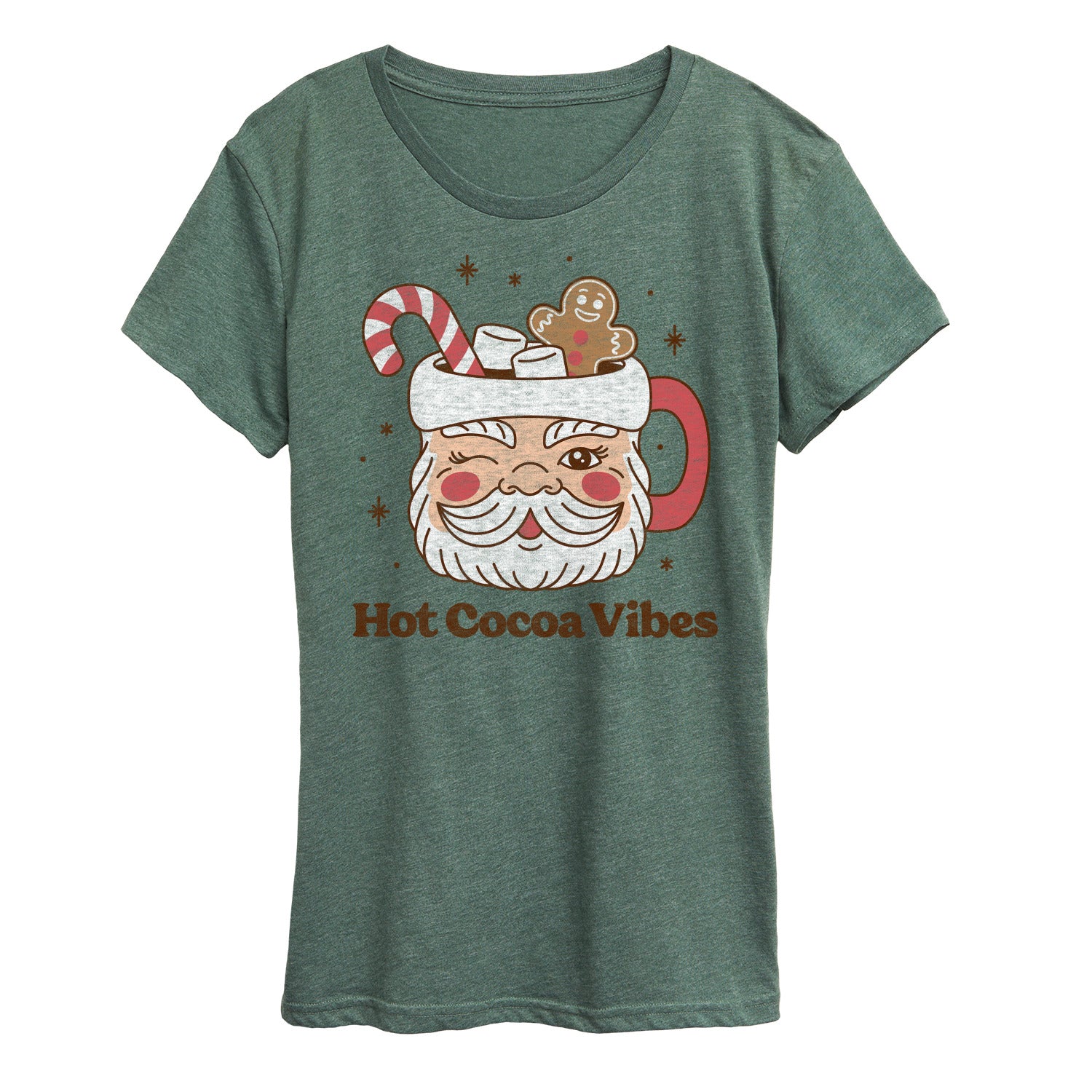 Instant Message - Hot Cocoa Vibes Retro Santa Mug Christmas- Women's Short Sleeve Graphic T-Shirt - Image 3