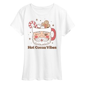 Instant Message - Hot Cocoa Vibes Retro Santa Mug  Christmas- Women's Short Sleeve Graphic T-Shirt