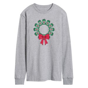Instant Message - Beer Christmas Wreath - Men's Long Sleeve Graphic T-shirt