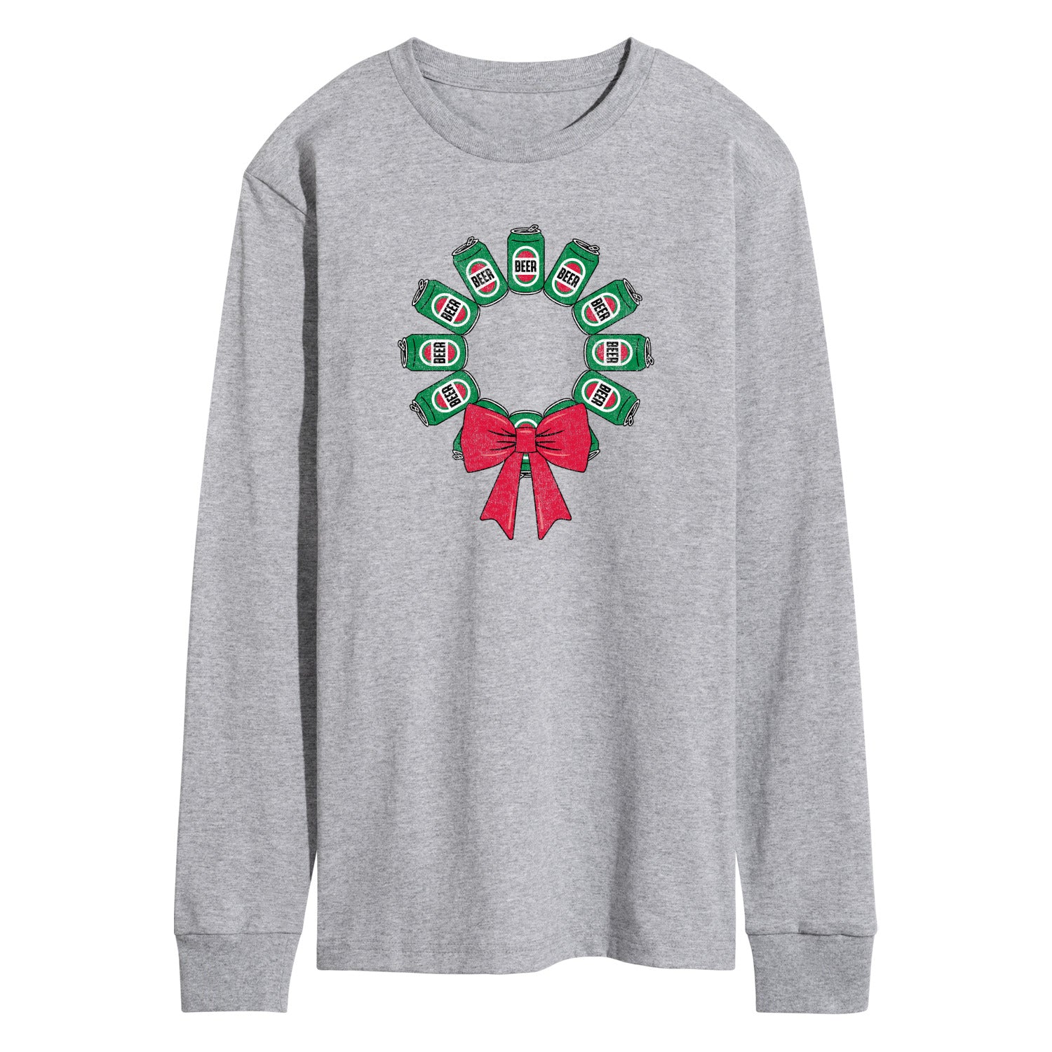 Instant Message - Beer Christmas Wreath - Men's Long Sleeve Graphic T-shirt