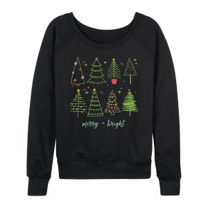 Instant Message - Christmas Trees - Women's French Terry Long Sleeve Pullover