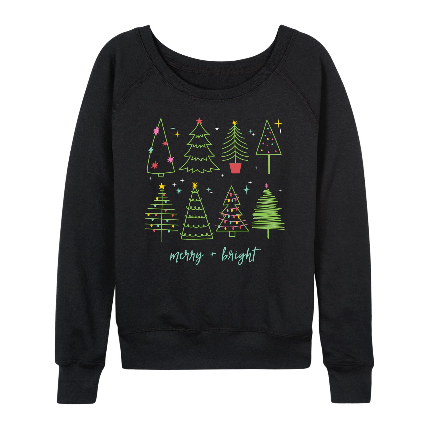 Instant Message - Christmas Trees - Women's French Terry Long Sleeve Pullover