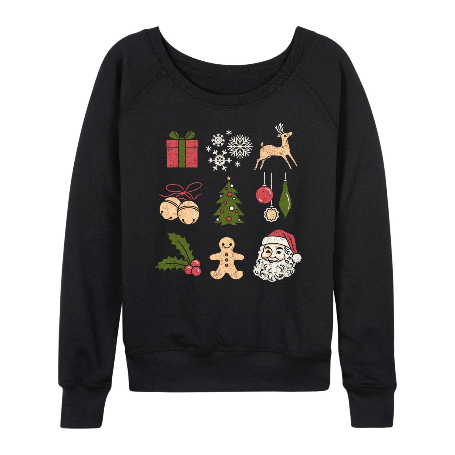 Instant Message - Christmas Icon Grid - Women's French Terry Long Sleeve Pullover - Image 2