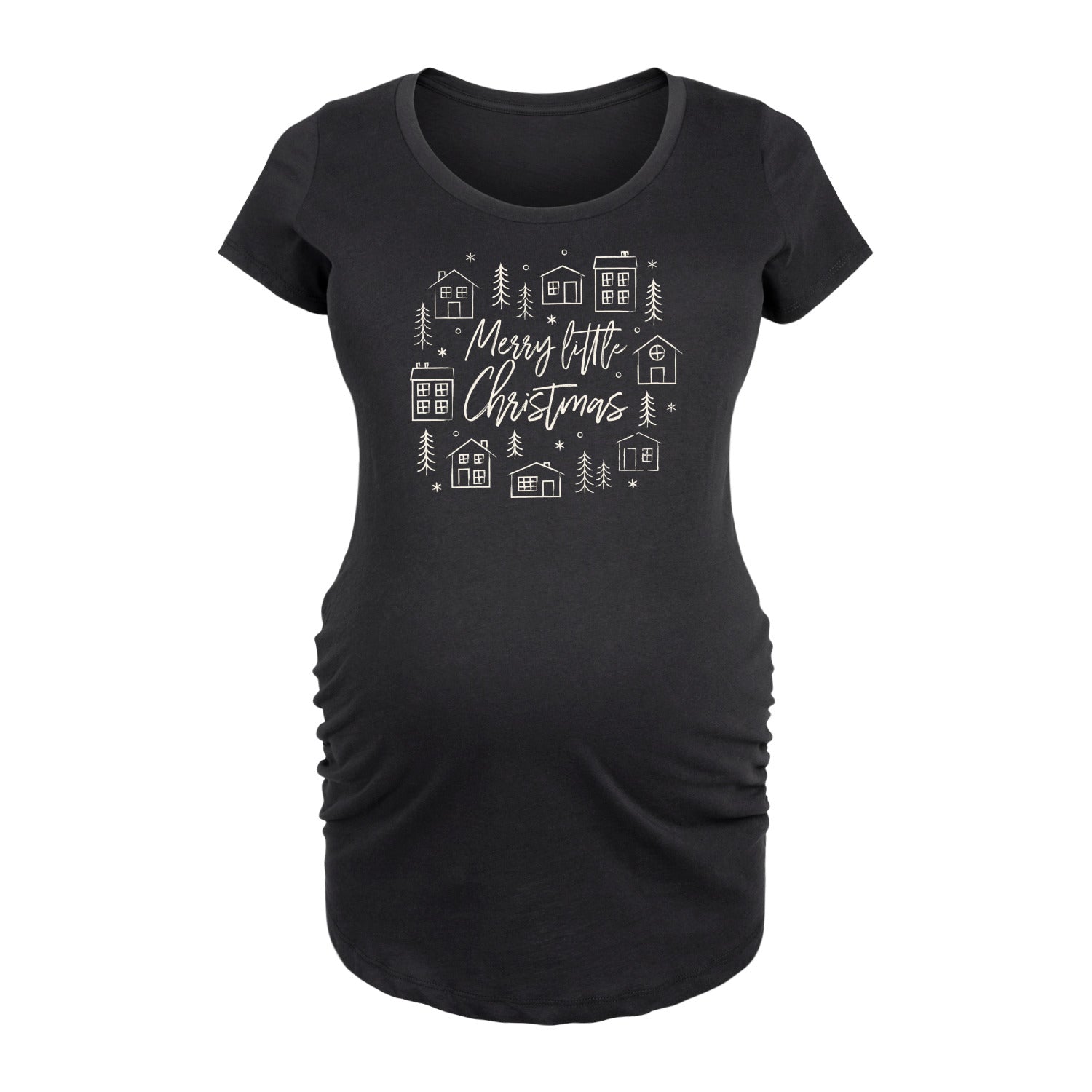 Instant Message - Merry Little Christmas - Maternity Scoop Neck Tee