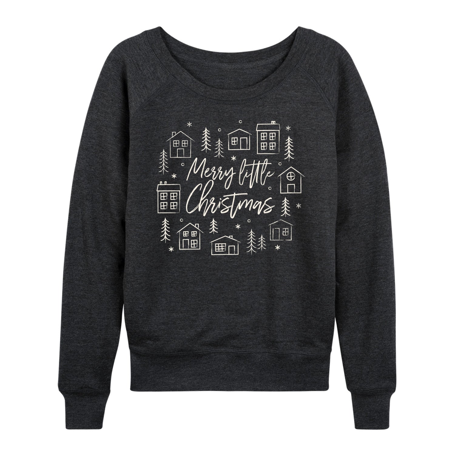 Instant Message - Merry Little Christmas - Women's French Terry Long Sleeve Pullover - Image 2
