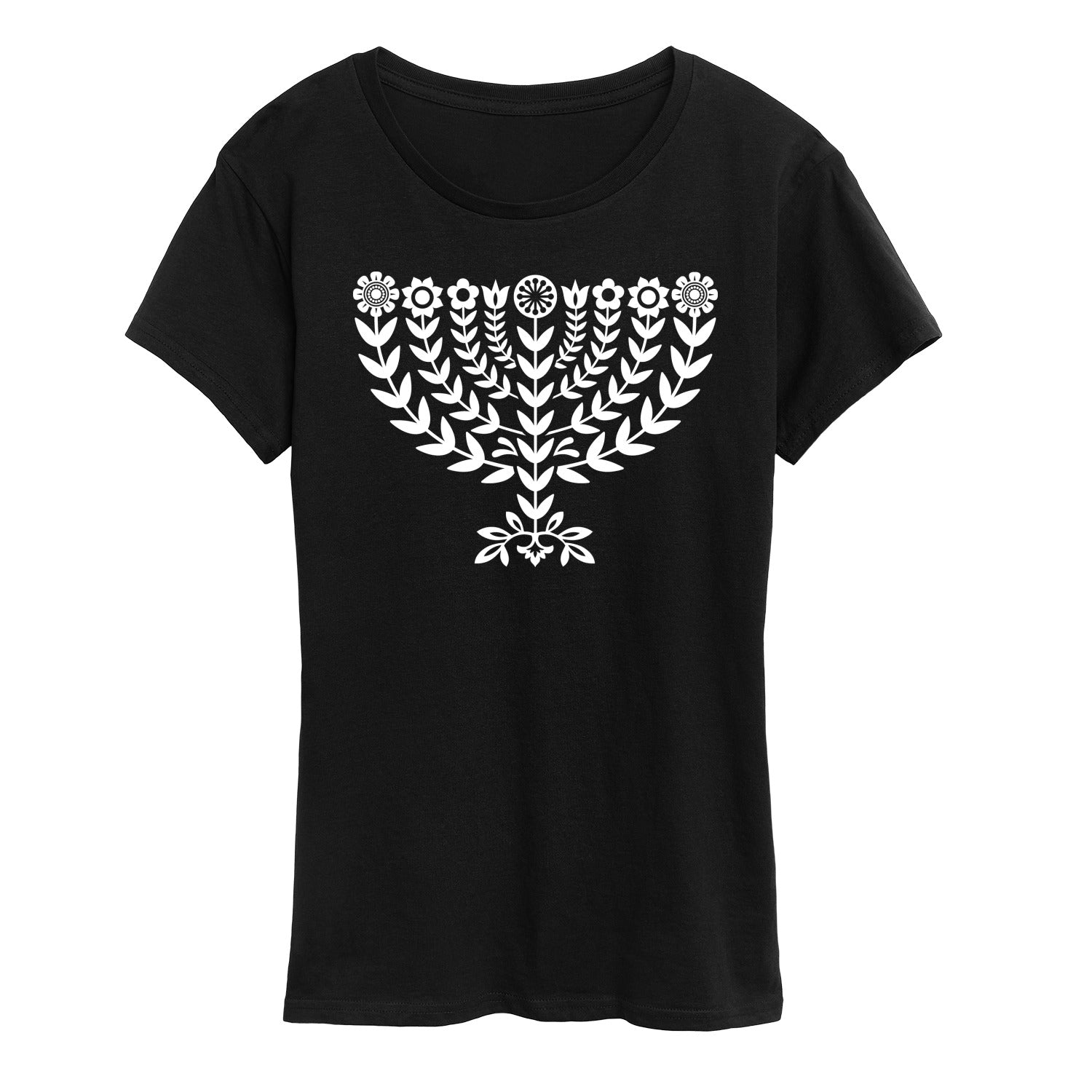 Instant Message - Floral Menorah - Women's Short Sleeve Graphic T-shirt