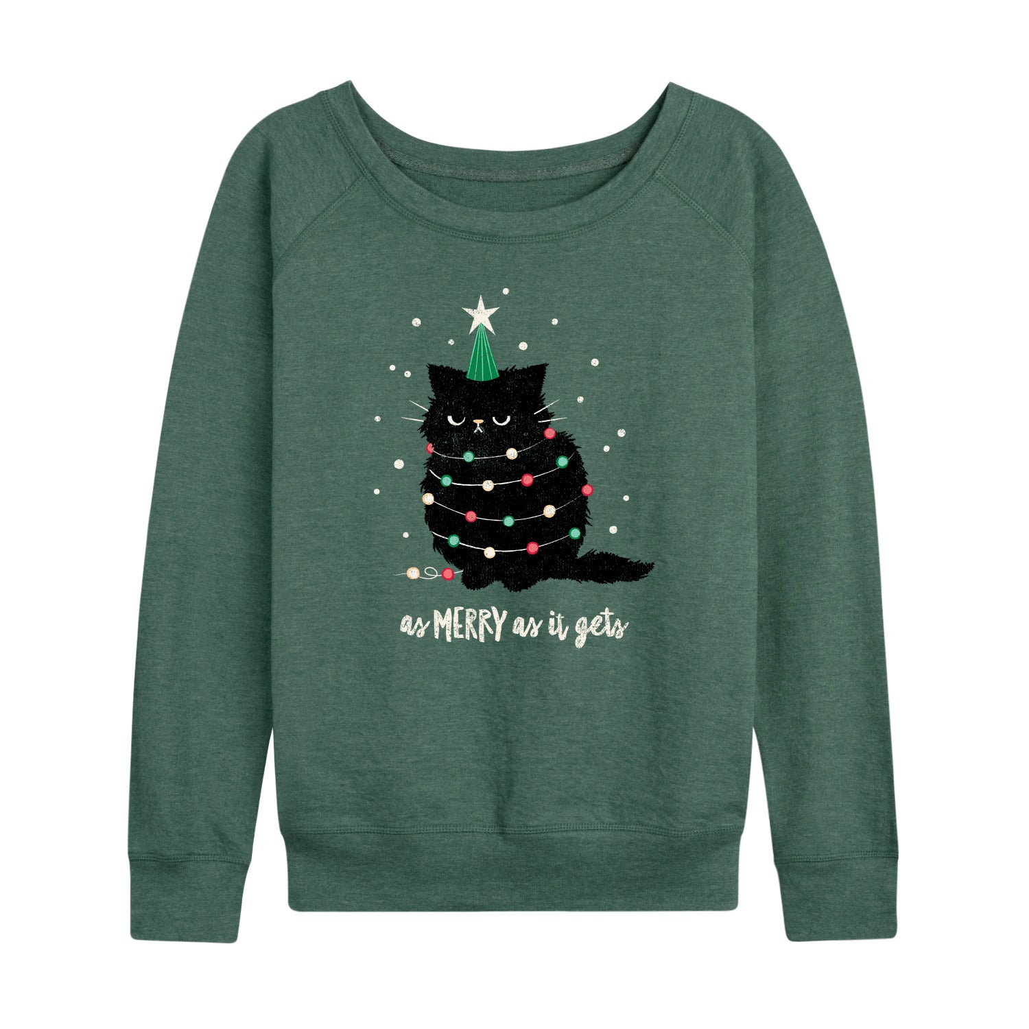 Instant Message - As Merry As It Gets - Women's French Terry Long Sleeve Pullover - Image 2