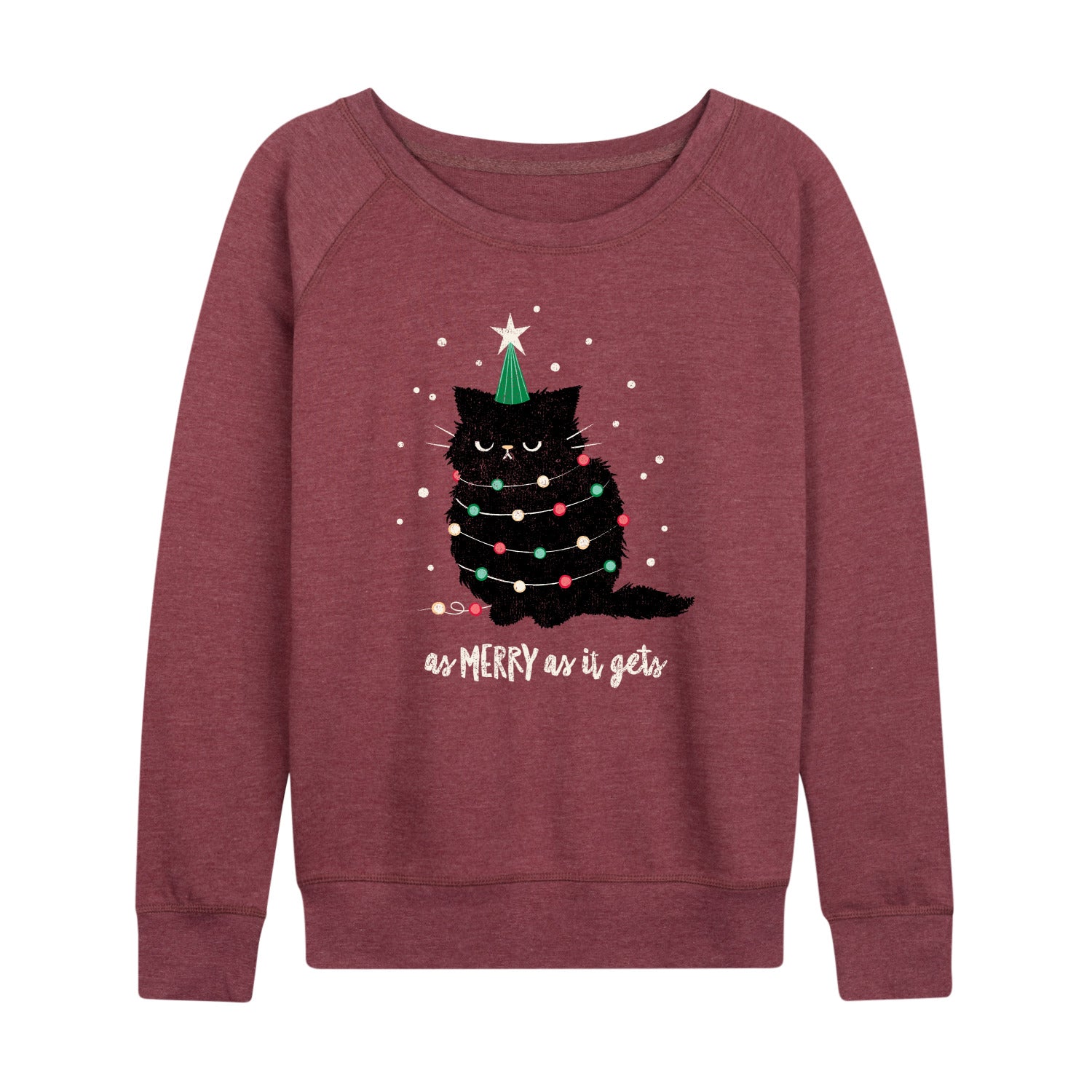 Instant Message - As Merry As It Gets - Women's French Terry Long Sleeve Pullover - Image 3