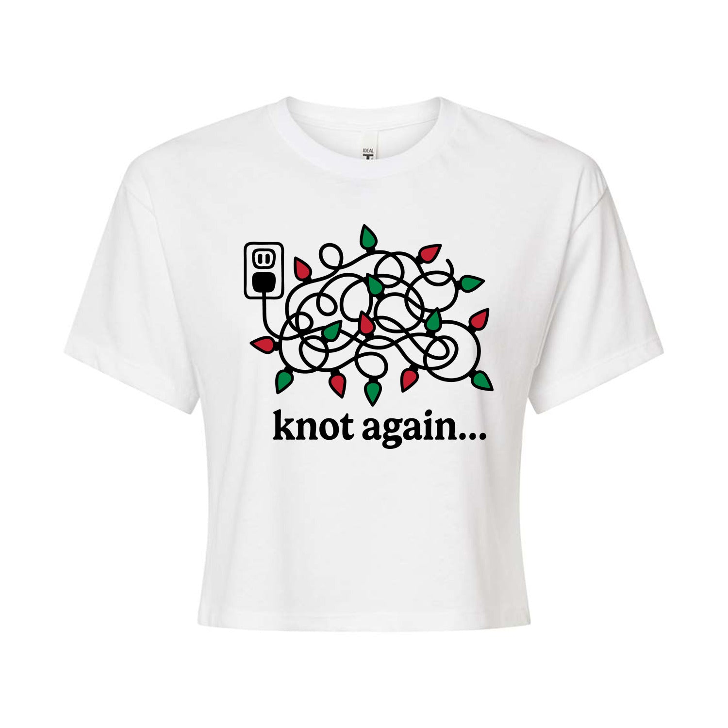 Instant Message - Knot Again Lights - Juniors Cropped Short Sleeve Graphic T-shirt - Image 2