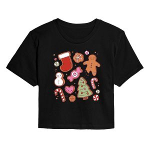 Instant Message - Kawaii Christmas Treats - Juniors Cropped Short Sleeve Graphic T-shirt