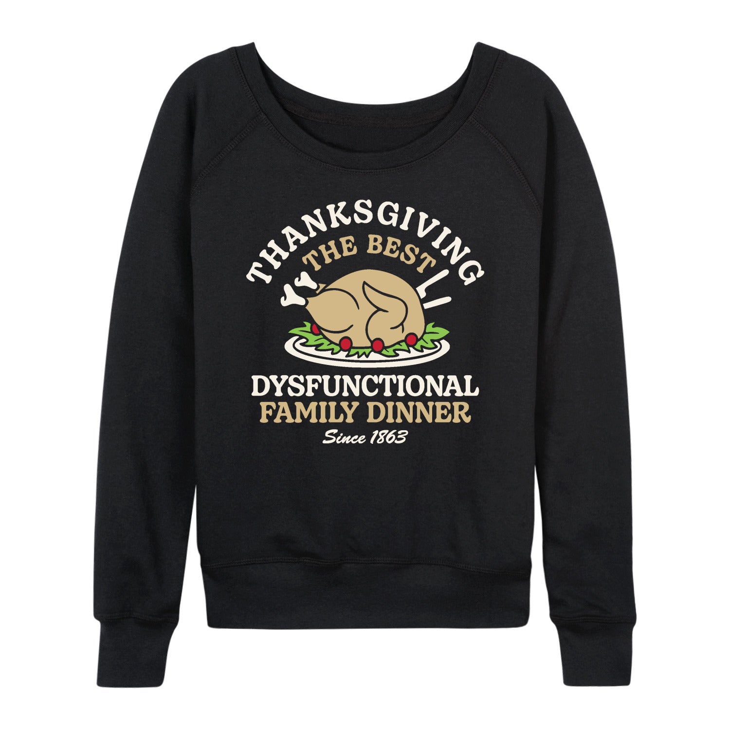 Instant Message - Thanksgiving Fam Dinner - Women's French Terry Long Sleeve Pullover