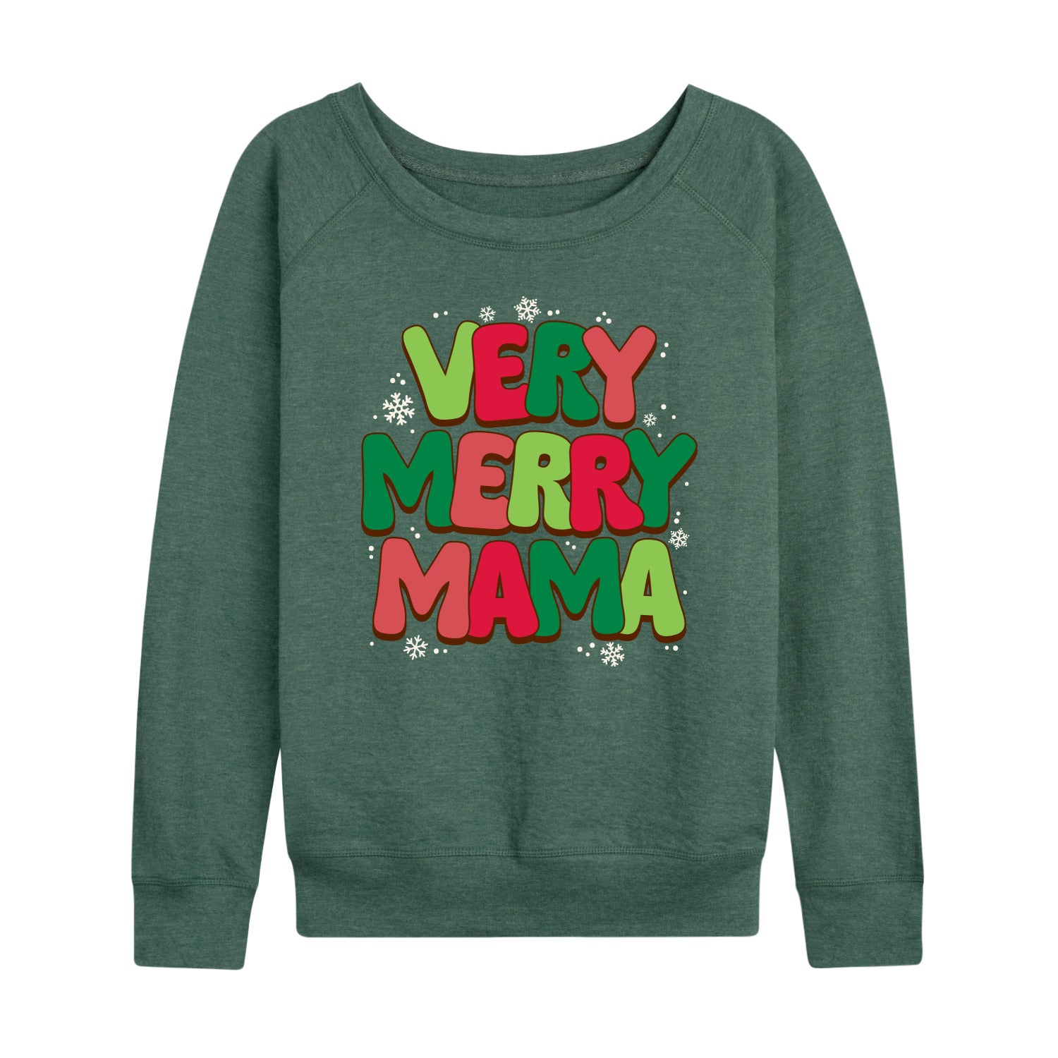 Instant Message - Very Merry Mama - Women's French Terry Long Sleeve Pullover - Image 3