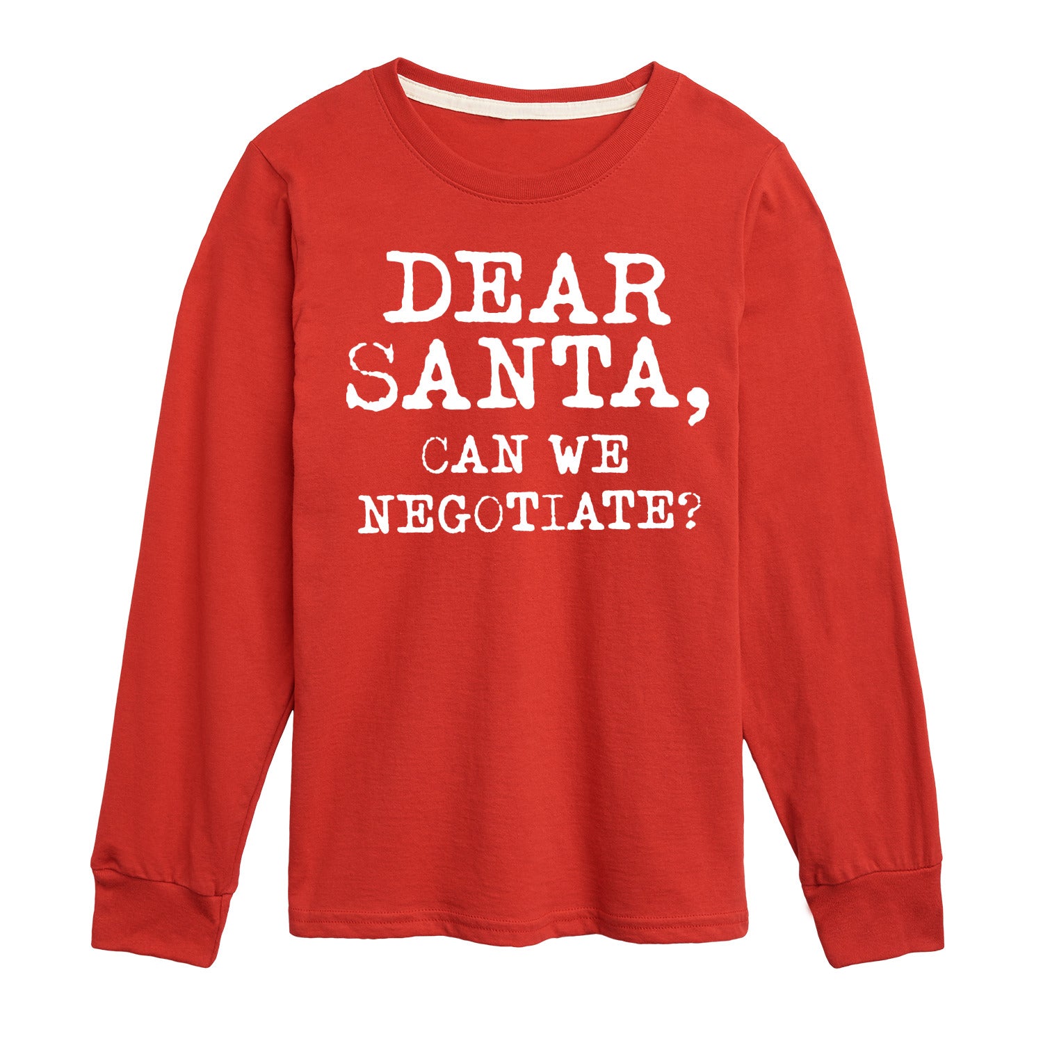 Instant Message - Dear Santa Can We Negotiate - Youth Long Sleeve Graphic T-shirt - Image 3