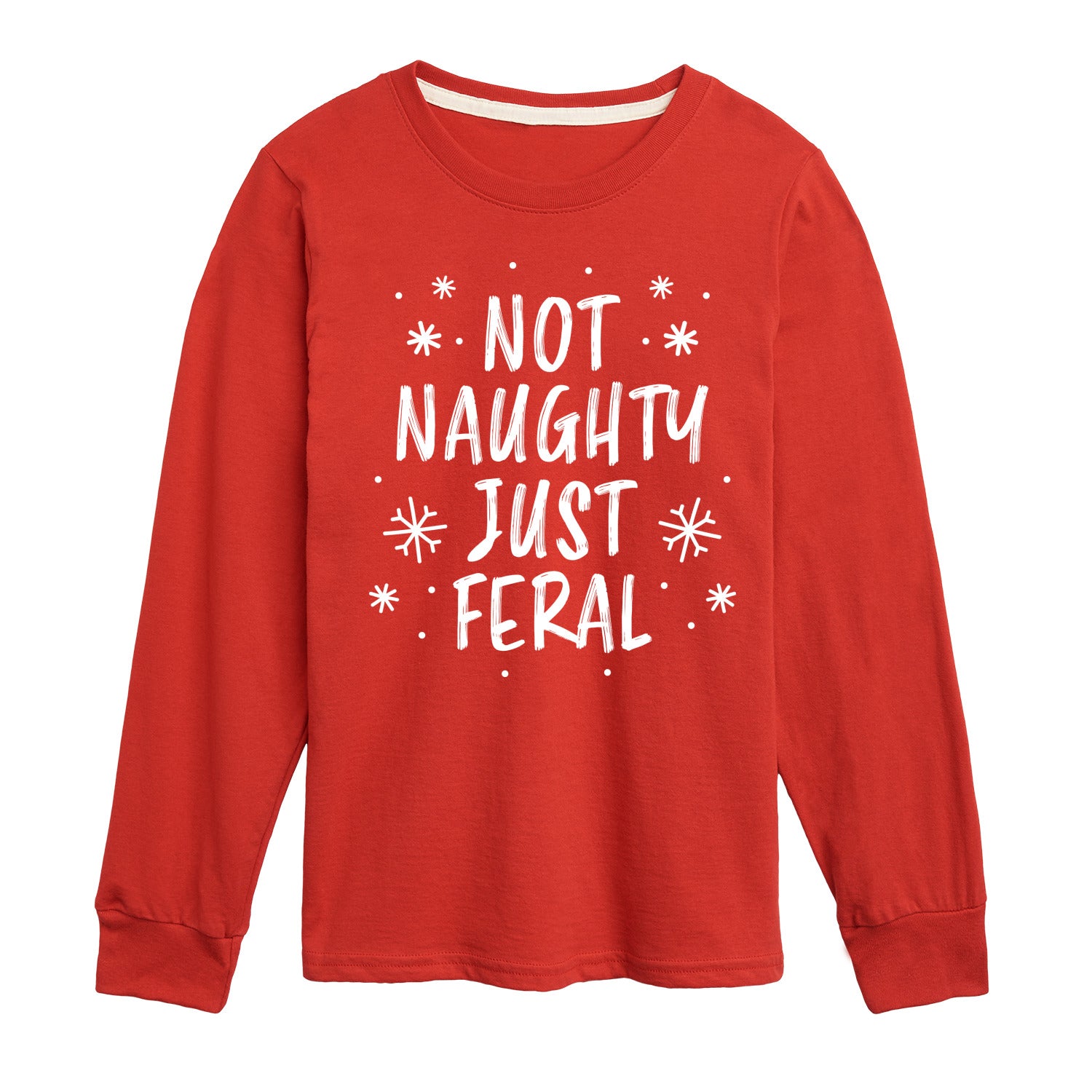 Instant Message - Not Naughty Just Feral - Youth Long Sleeve Graphic T-shirt - Image 3