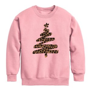 Instant Message - Leopard Print Tree - Youth Crew Fleece Sweatshirt