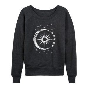 Instant Message - Celestial Sun Moon Scene - Women's French Terry Long Sleeve Pullover