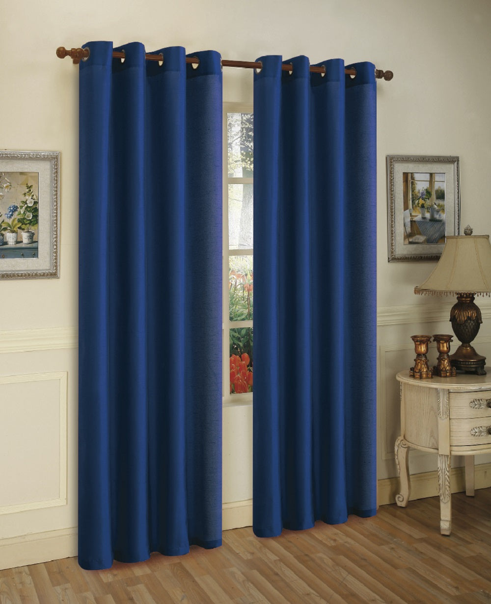 J&V Textiles 2 Panels Solid Grommet Faux Silk Window Curtain Drapes Treatment in 84 Length - Image 5