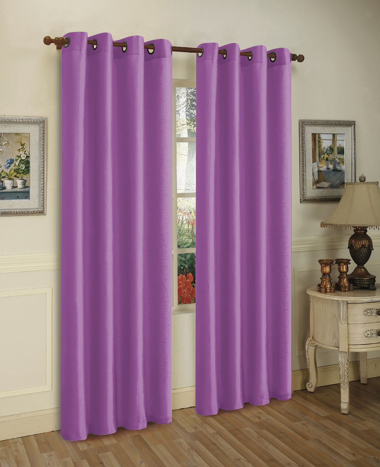 J&V Textiles 2 Panels Solid Grommet Faux Silk Window Curtain Drapes Treatment in 84 Length - Image 9