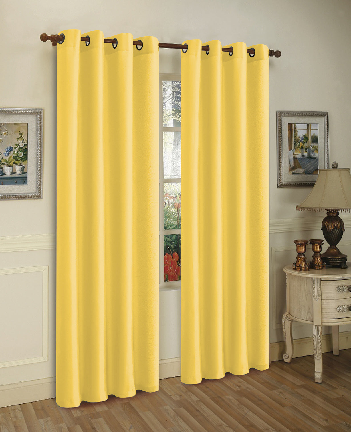 J&V Textiles 2 Panels Solid Grommet Faux Silk Window Curtain Drapes Treatment in 84 Length - Image 10
