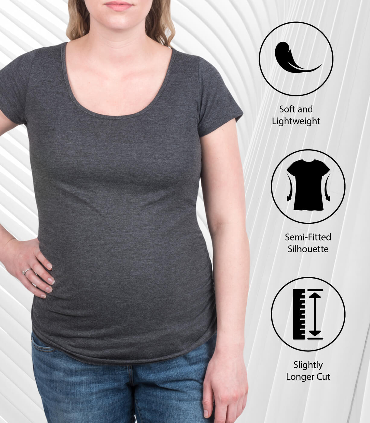 Instant Message - Very Merry Plaid Leopard Trees - Maternity Scoop Neck Tee - Image 4