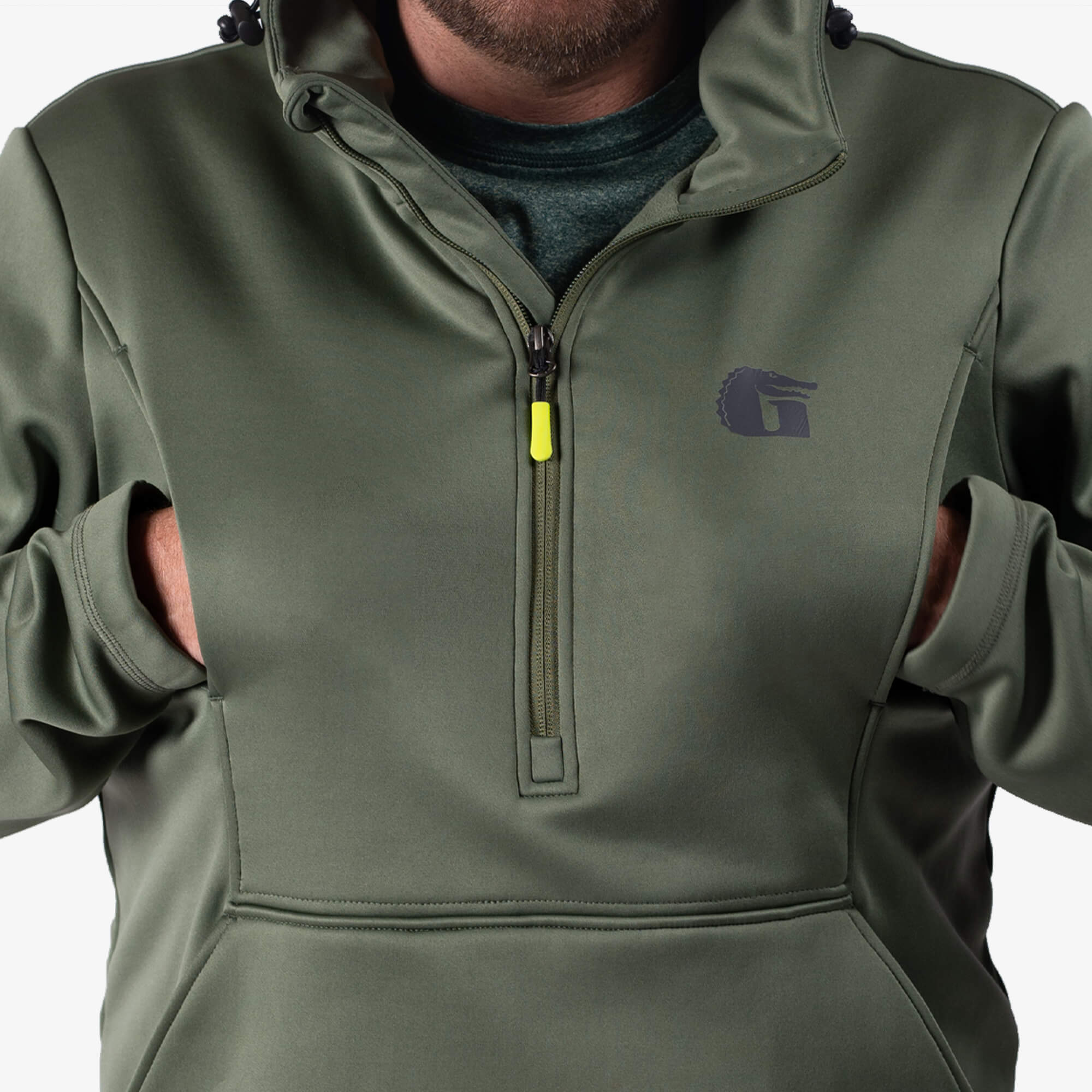 Gator Waders Catahoula 1/2 Zip Hoodie | Mens - Olive - Image 6
