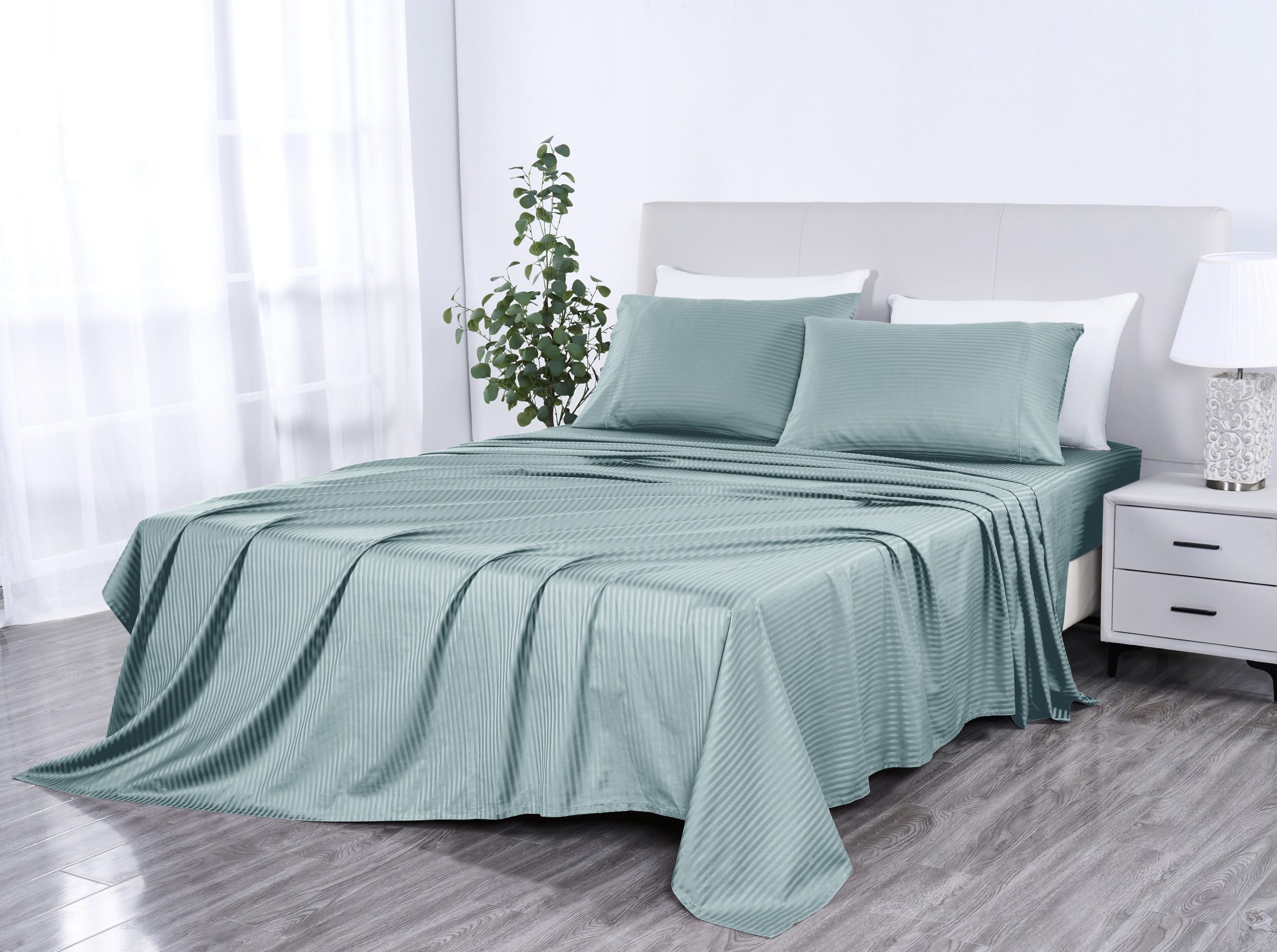 Kathy Ireland 500 Thread Count Damask Stripe Sheet Set with Optifit - Image 5