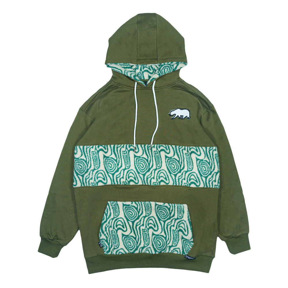 Grassroots California Removable Bear Green Fur Tall Pullover Hoodie