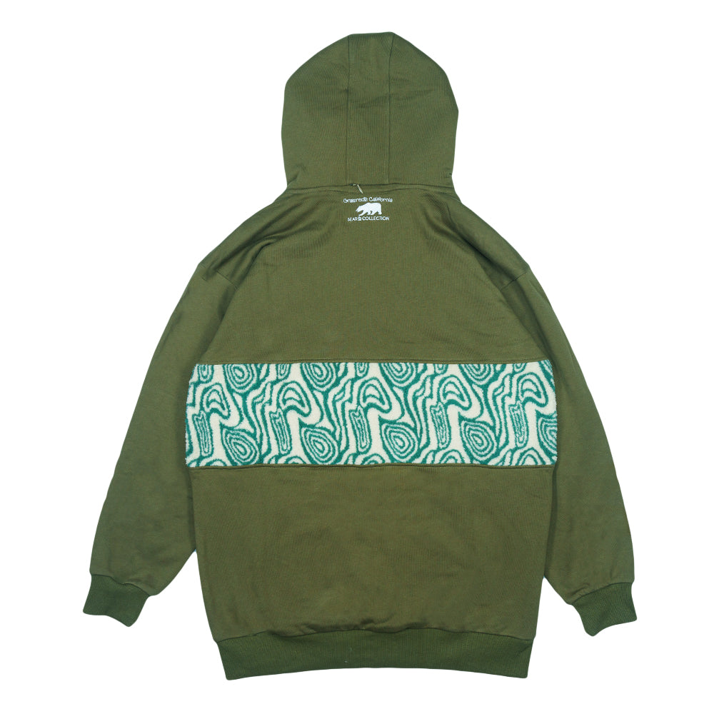 Grassroots California Removable Bear Green Fur Tall Pullover Hoodie - Image 2