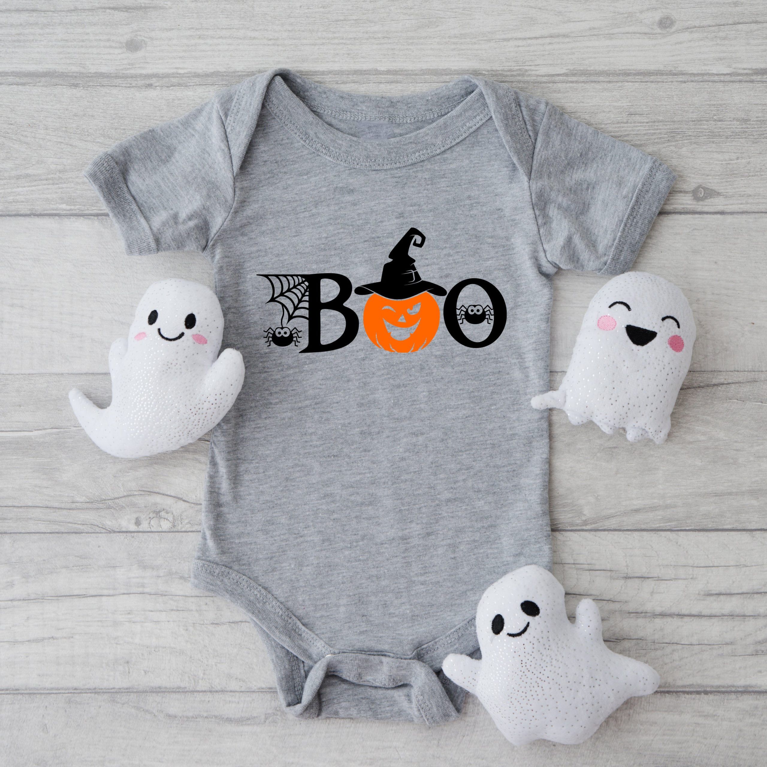 The Juniper Shop Baby Boo Pumpkin Graphic Short Sleeve Onesie - Image 2