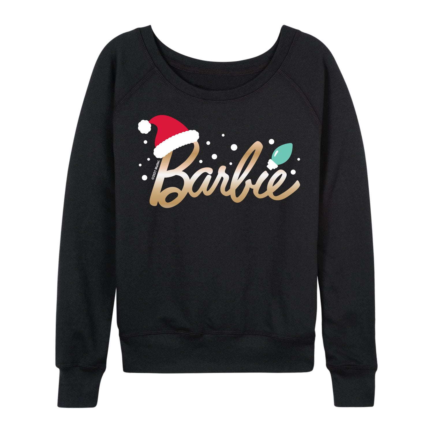 Barbie - Holidays & Christmas - Santa Hat Logo - Women's Lightweight French Terry Long Sleeve Shirt - Image 2