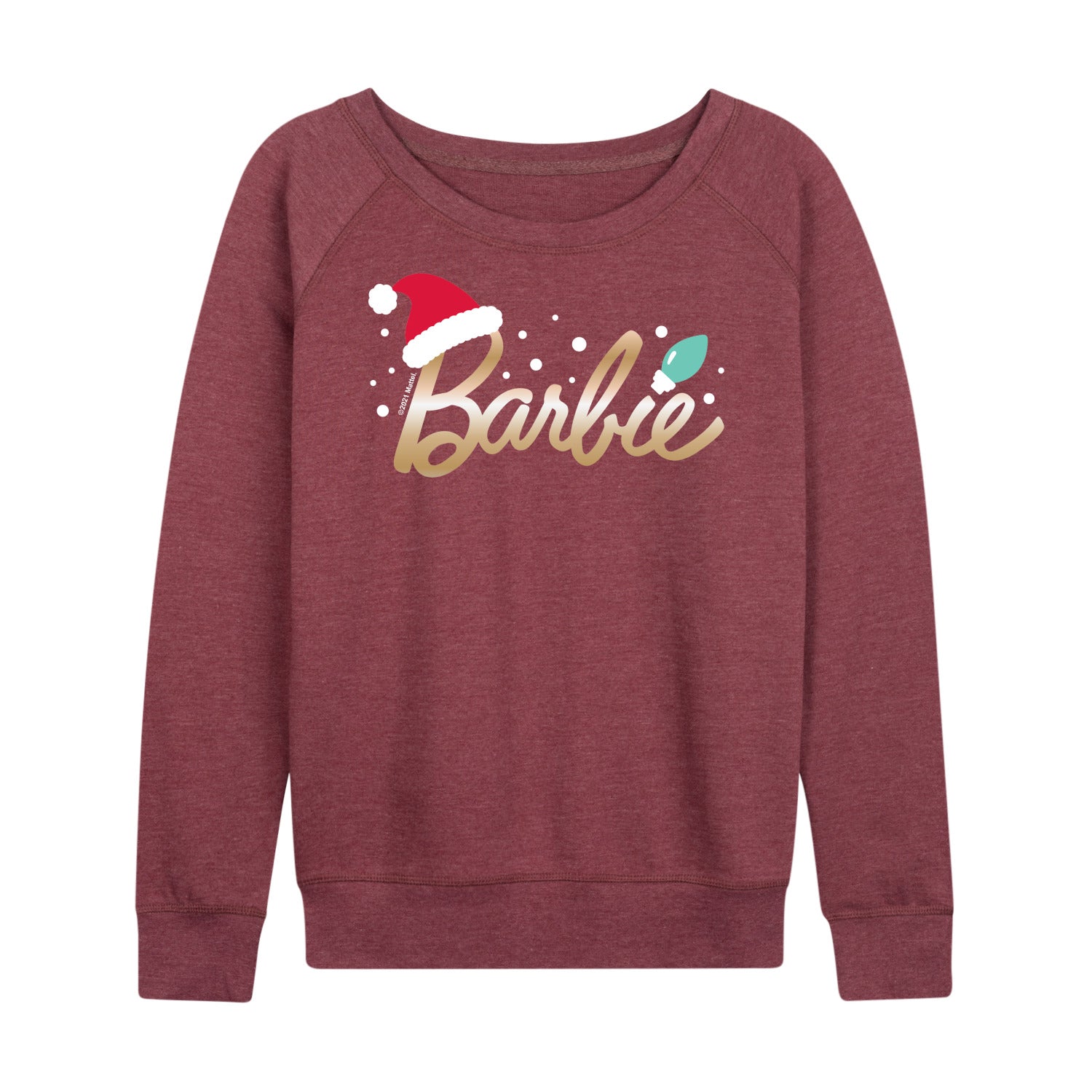 Barbie - Holidays & Christmas - Santa Hat Logo - Women's Lightweight French Terry Long Sleeve Shirt - Image 3