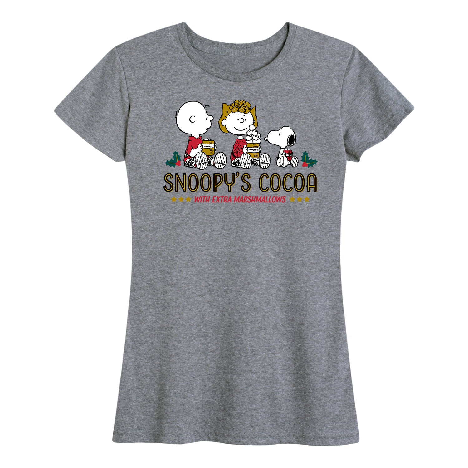 Peanuts - Women's Snoopy Winter Fun Short Sleeve Graphic Tshirts - Image 3
