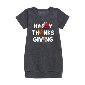Peanuts - Happy Thanksgiving Icons - Toddler And Youth Girls Fleece Dress