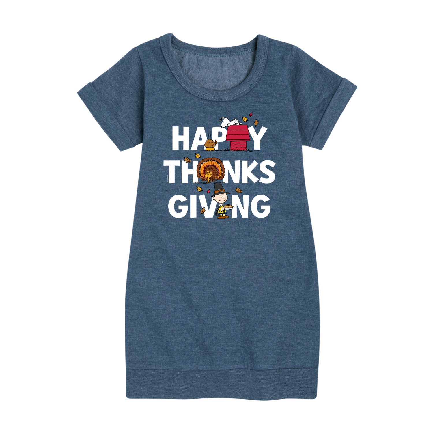 Peanuts - Happy Thanksgiving Icons - Toddler And Youth Girls Fleece Dress - Image 3
