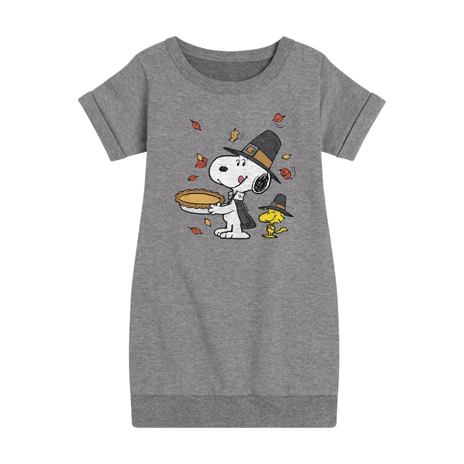 Peanuts - Thanksgiving Scene - Toddler And Youth Girls Fleece Dress - Image 2