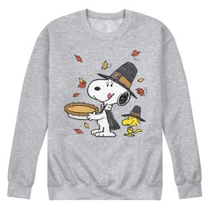Peanuts - Thanksgiving Scene - Men's Crew Neck Fleece Pullover