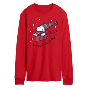 Peanuts - Snoopy Sledding - Men's Long Sleeve T-Shirt