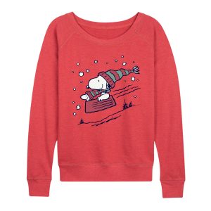 Peanuts - Snoopy Sledding - Women's Lightweight French Terry Long Sleeve Shirt
