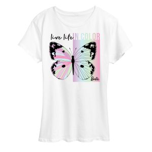 Barbie - Live Life in Color - Multi Colored Butterfly - Women's Short Sleeve Graphic T-Shirt