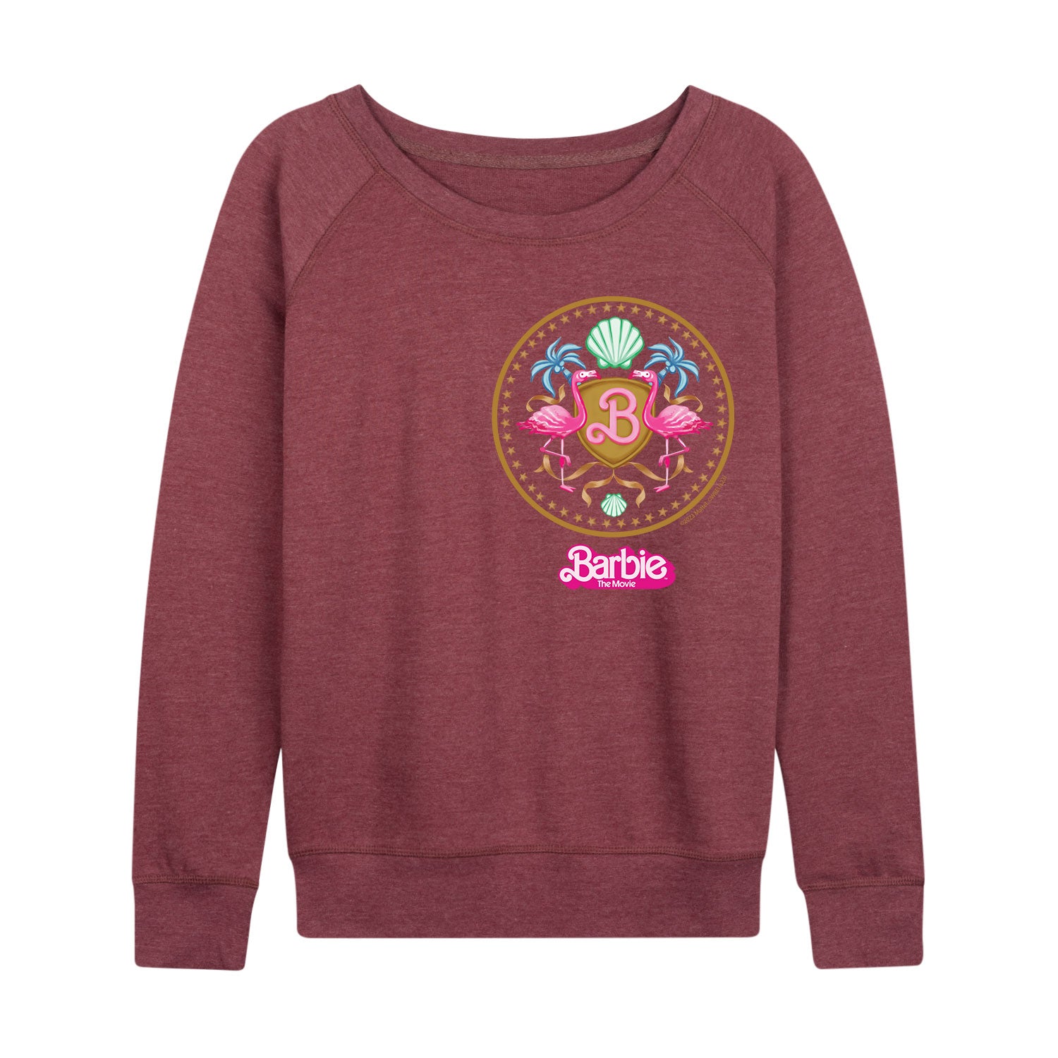 Barbie the Movie - Barbie Crest Full Color - Women's Lightweight French Terry Long Sleeve Shirt - Image 3