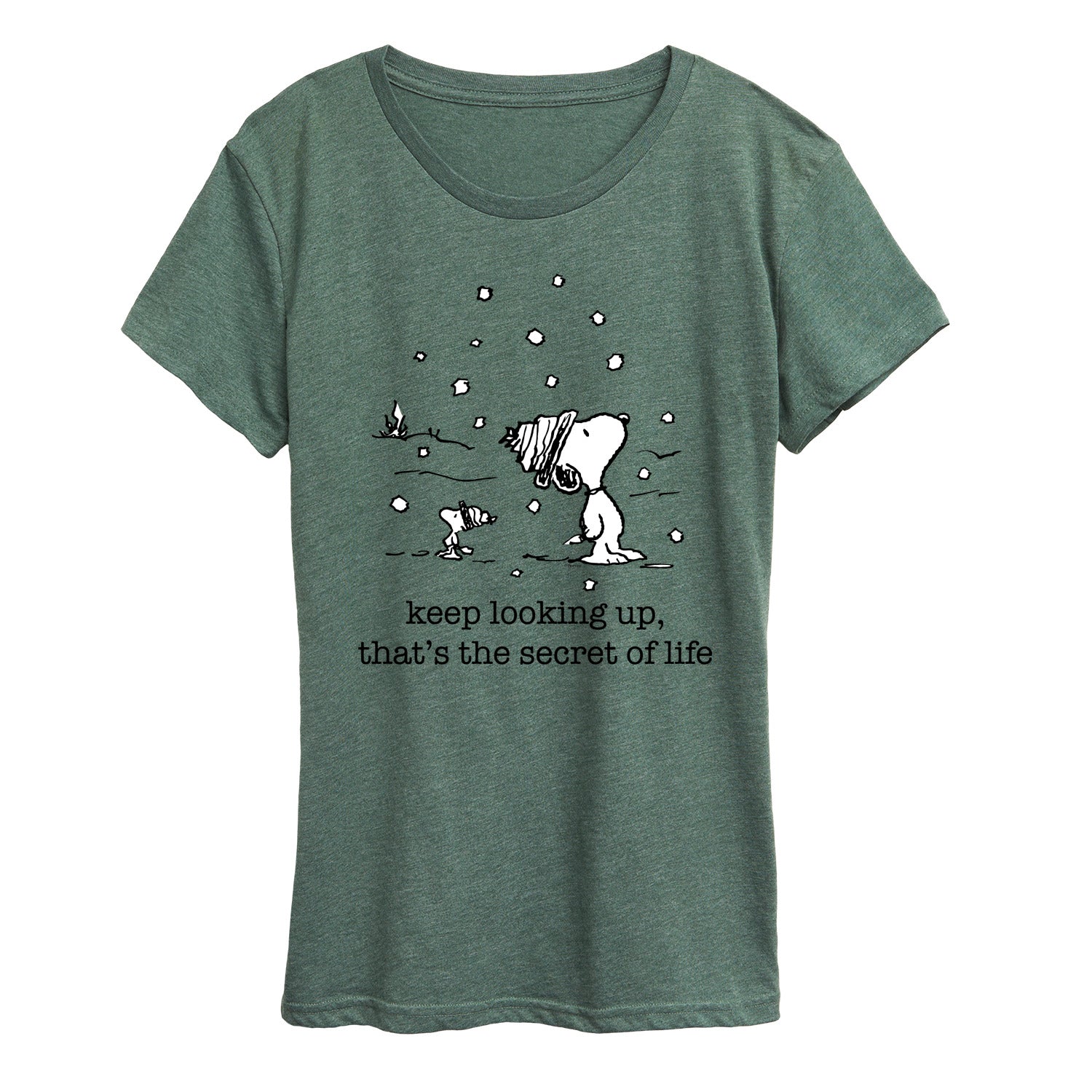 Peanuts - Dec Snoopy Woodstock Snowfall - Women's Short Sleeve Graphic T-Shirt - Image 2
