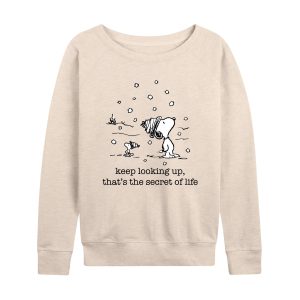 Peanuts - Dec Snoopy Woodstock Snowfall - Women's French Terry Long Sleeve Pullover