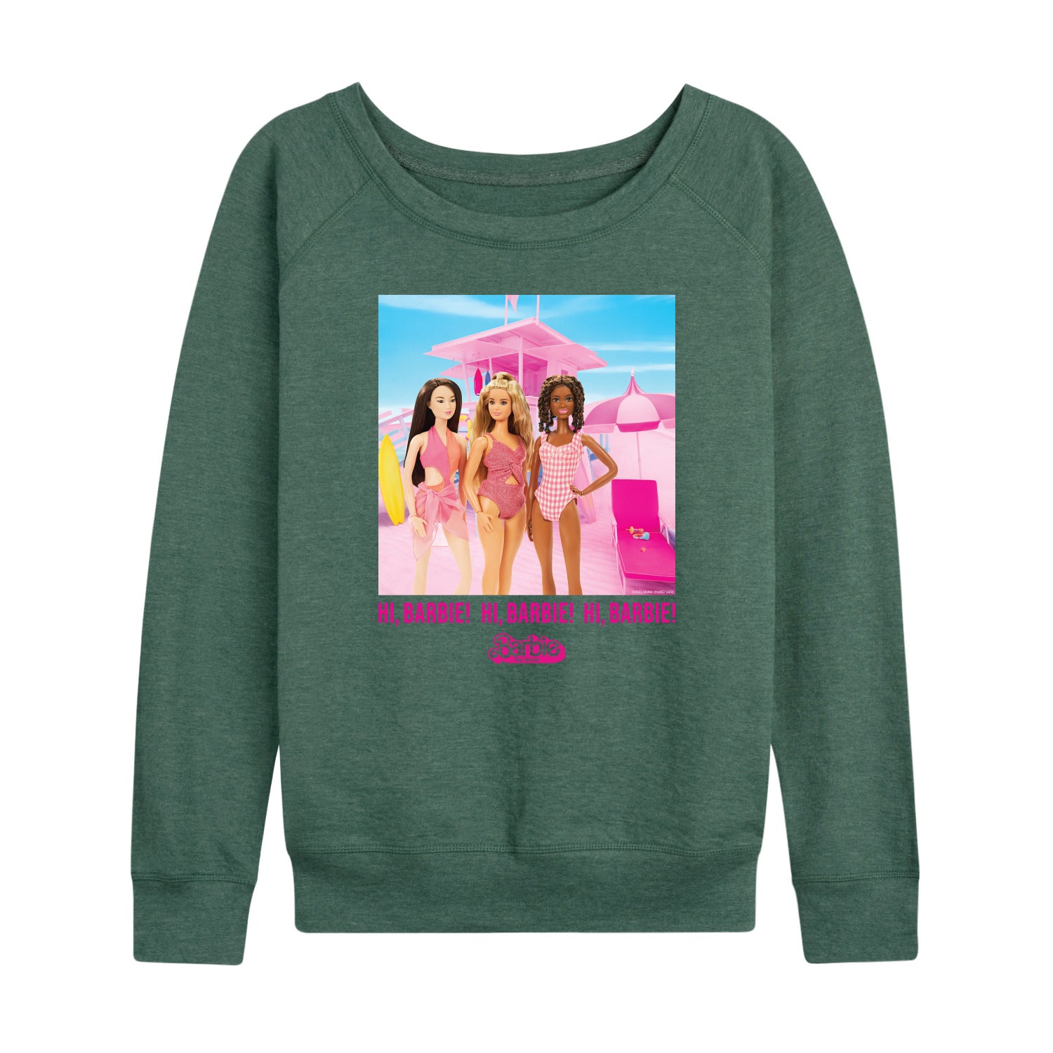 Barbie The Movie - Hi Barbie Beach - Women's Lightweight French Terry Long Sleeve Shirt - Image 3