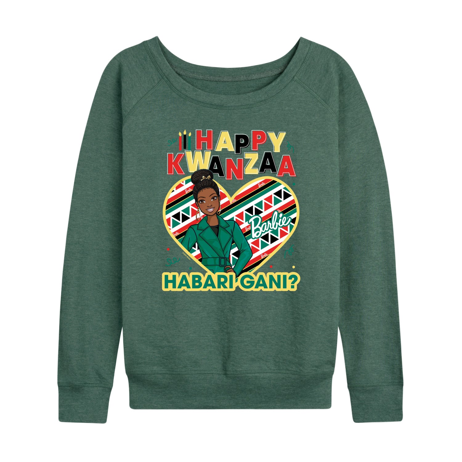 Barbie - Winter Holidays Habari Gani - Women's Lightweight French Terry Long Sleeve Shirt - Image 2