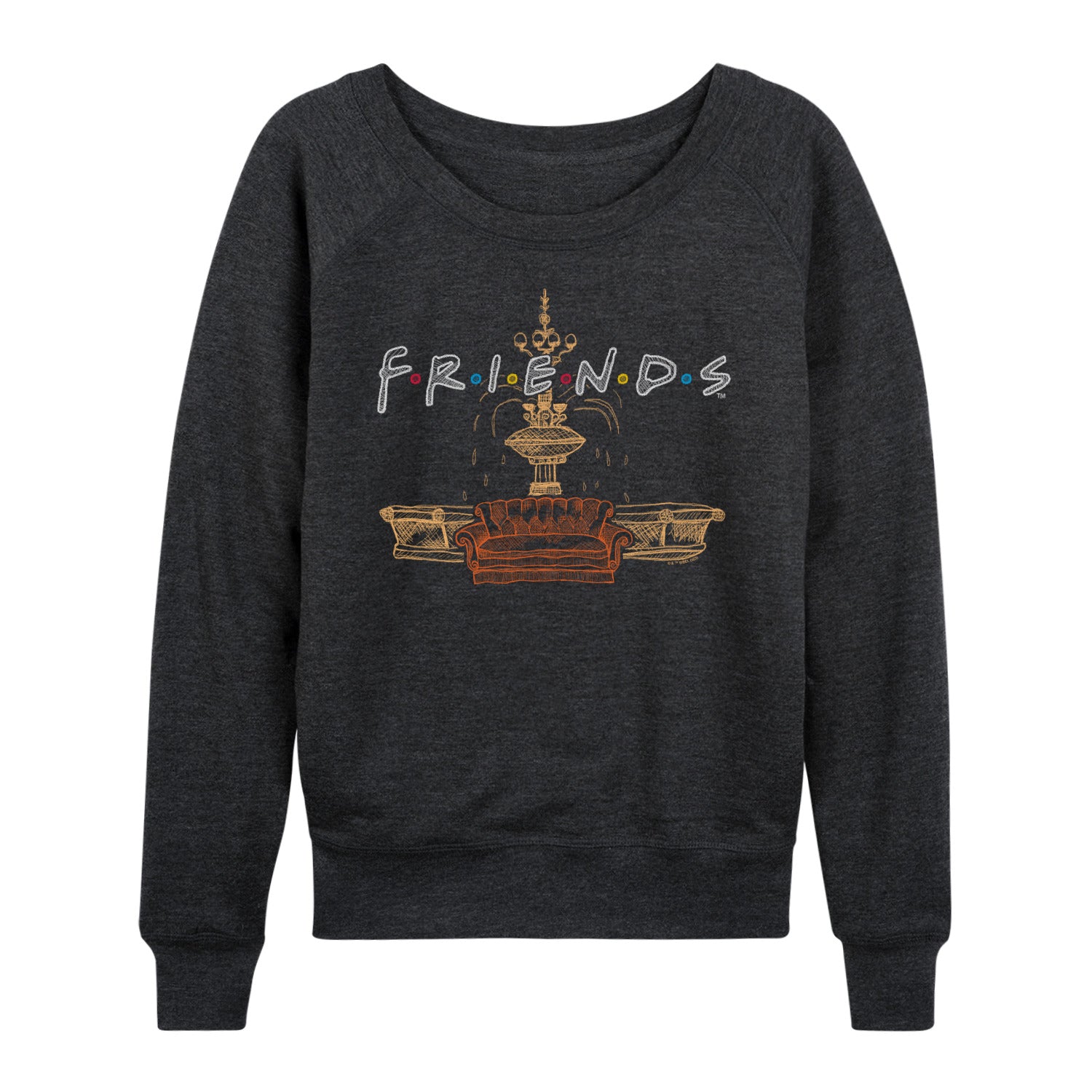 Friends - Couch Fountain Set - Ladies French Terry Long Sleeve Shirt