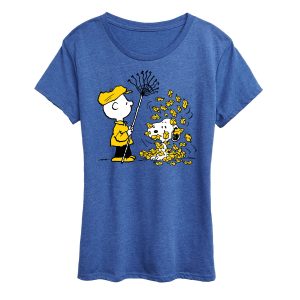 Peanuts - Charlie Brown Snoopy Fall Leaves - Women's Short Sleeve Graphic T-Shirt