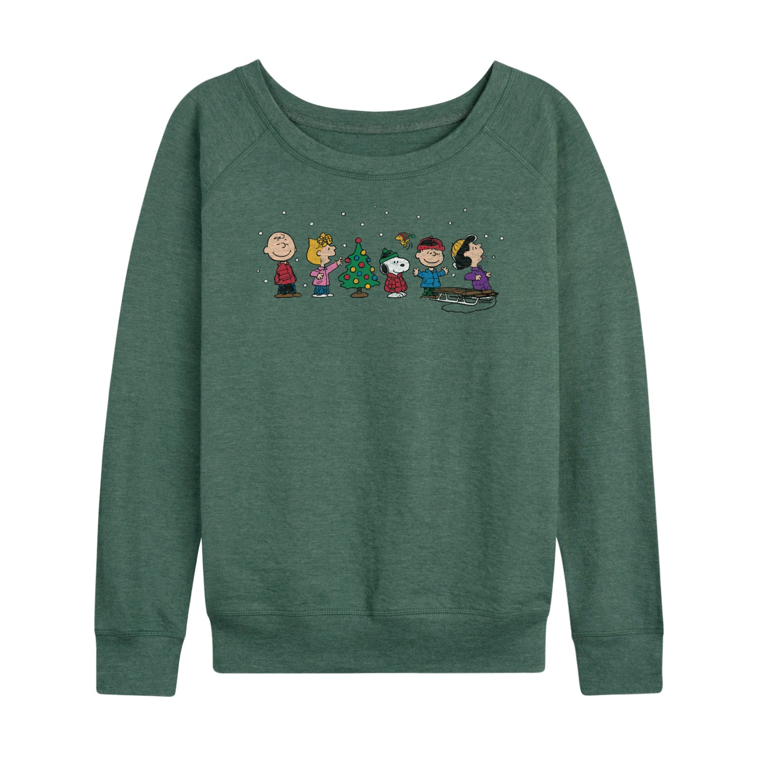 Peanuts - Peanuts Christmas Group - Women's French Terry Long Sleeve Pullover - Image 2