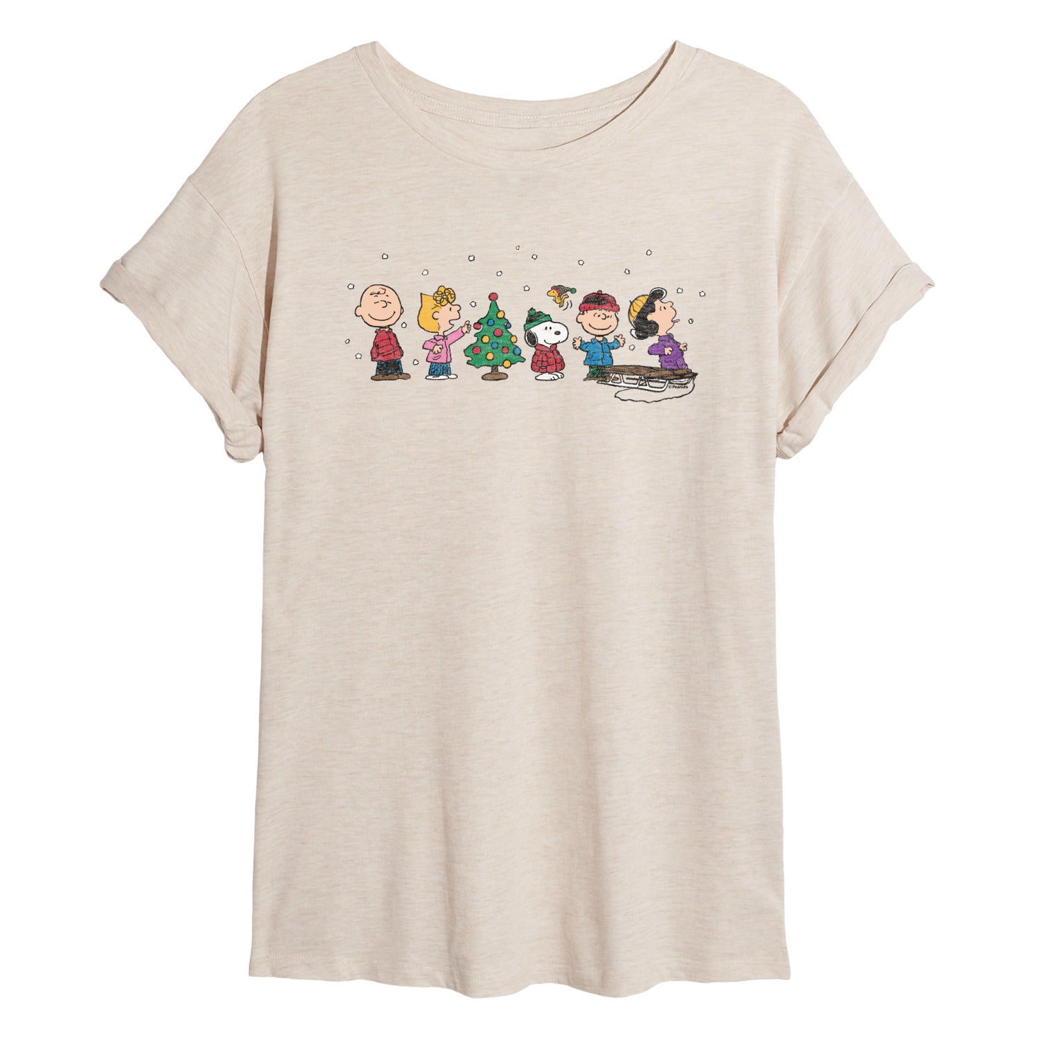 Peanuts - Christmas Snoopy And Friends - Women's Oversized Graphic T-Shirt