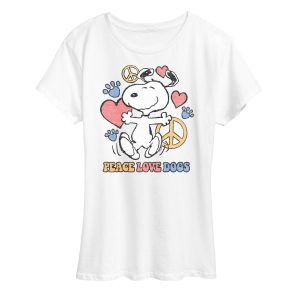 Peanuts - Peace Love Dogs - Women's Short Sleeve Graphic T-Shirt