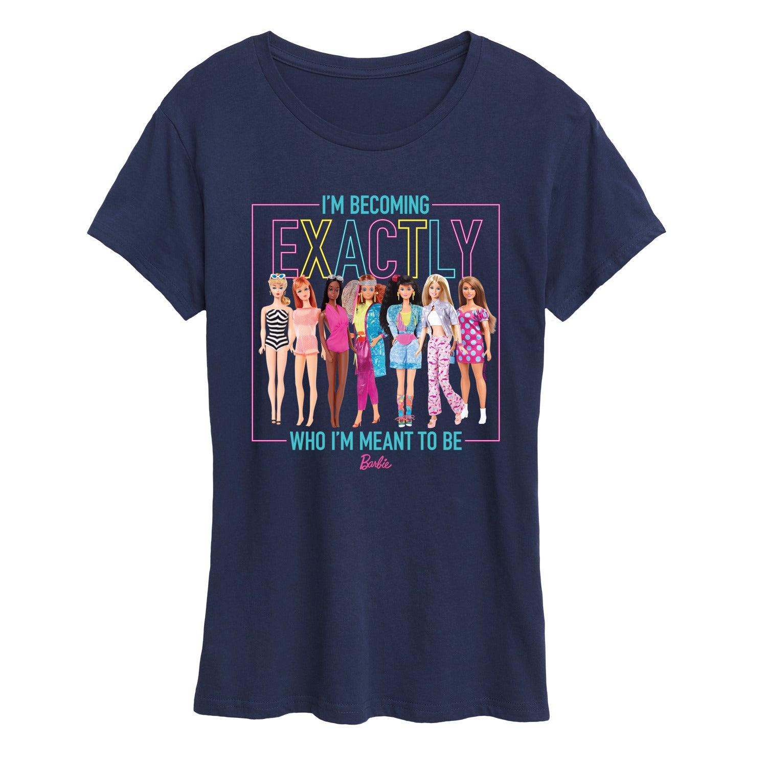 Barbie - Exactly Who Im Meant To Be Neon - Womens Women'S Short Sleeve Graphic T-Shirt - Image 3